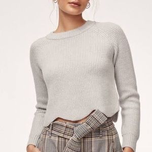 Wilfred Sardou Cropped Wool Scalloped Sweater